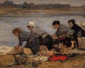 尤金 布丹 : Laundresses on the Bankes of the Touques